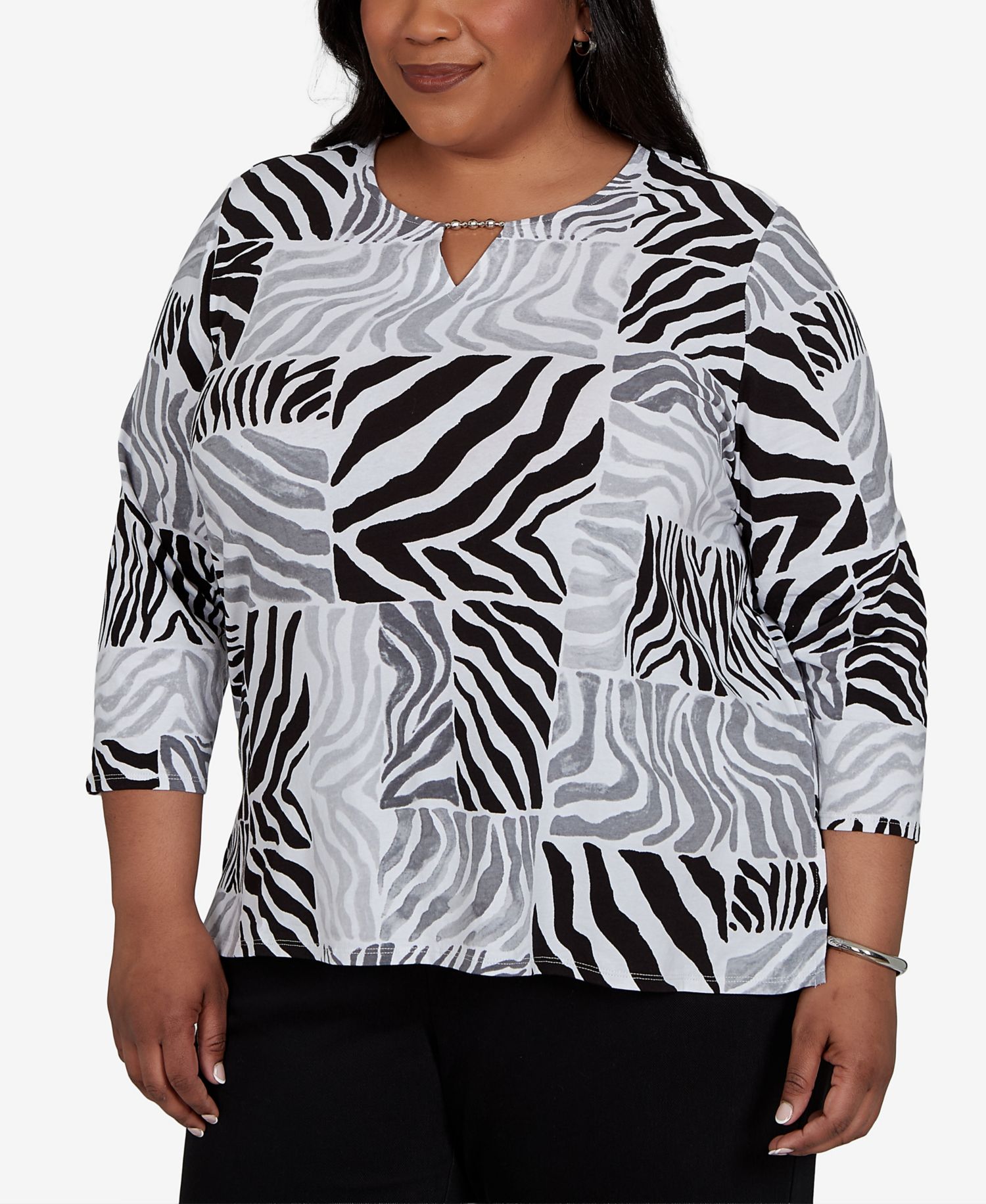 Plus Size Zebra Blocks Knit Top