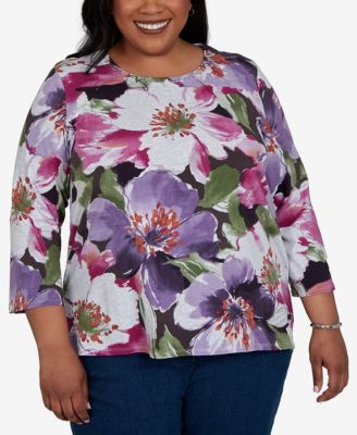 Plus Size Violet Blooms Knit Top