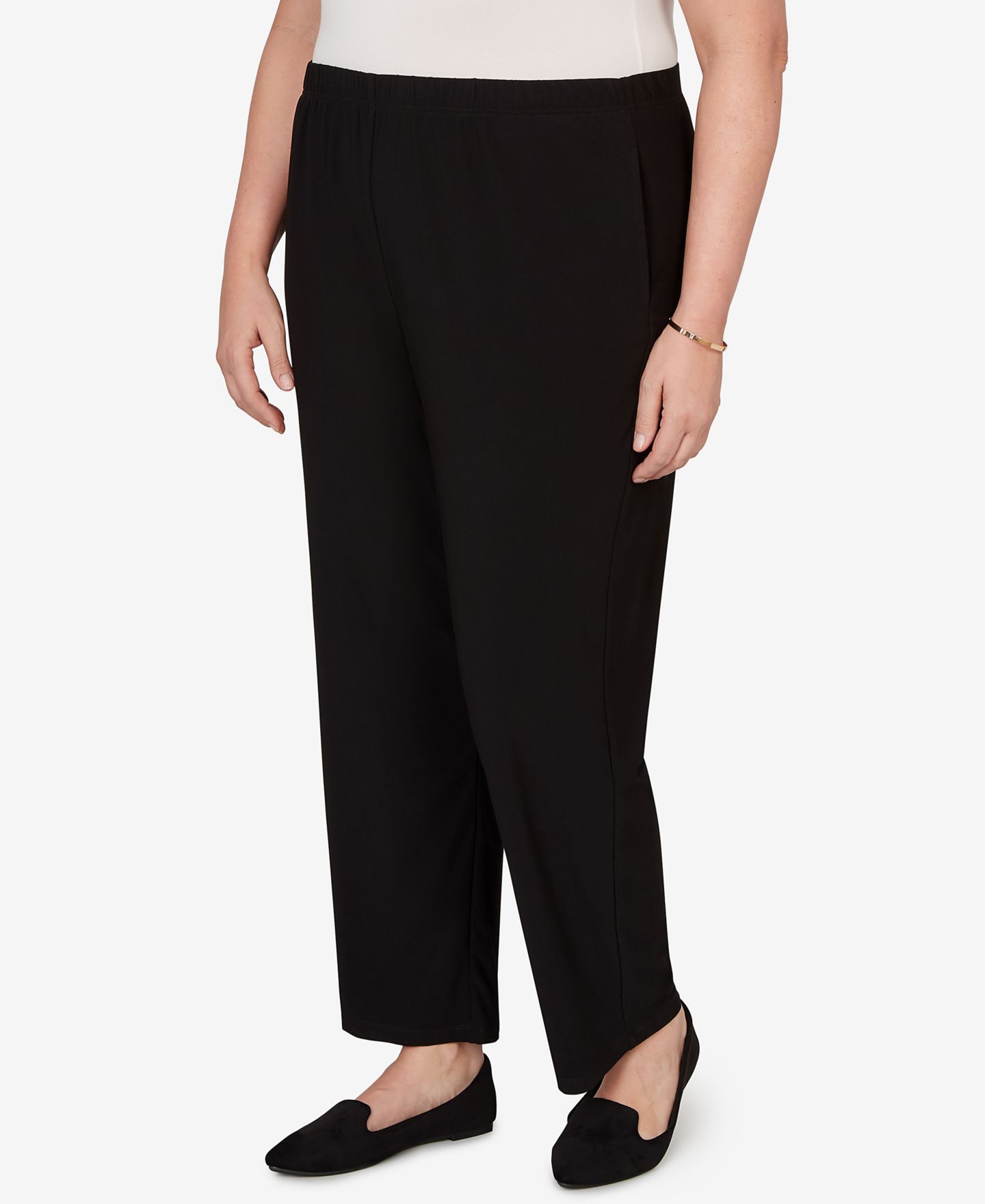 Женские брюки Alfred Dunner Plus Size Soft Crepe Short Length, цвет: Чёрный — фото 2