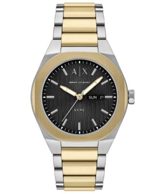 Armani Exchange Men's Sync Quartz Day-Date Two-Tone Stainless Steel Watch 42mm