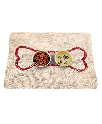 Absorbent Chenille Dog Food Mat Non-Slip Washable Quick Dry Pet Mess Mat
