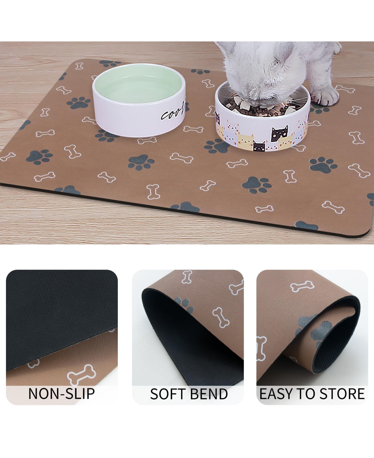 Aronkl Pet Cat Dog Feeding Mat Non-Slip Quick Dry Absorbent Easy Clean Durable