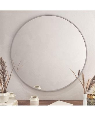 36" Large Round Wall Mirror, Modern Decorative Metal Circle Mirror for Living Room, Entryway