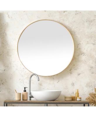 48" Oversized Round Wall Mirror, Large Modern Metal Circle Statement Mirror for Living Room