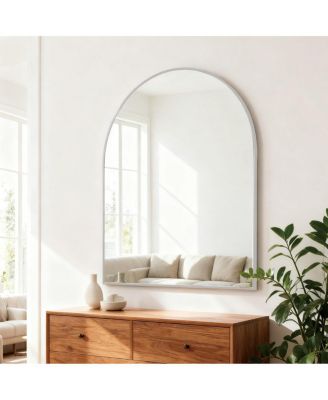 30" x 36" Arched Metal Framed Wall Mounted Vanity Mirror for Bathroom, Bedroom and Entryway