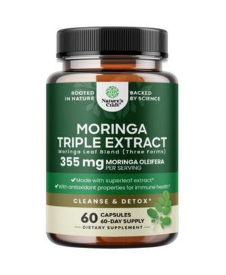 Moringa Capsules Triple Extract Immune and Oxidative Stress Support, Non GMO 60 Capsules