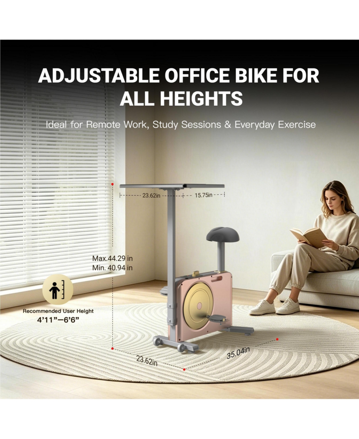 Harison Muti-functional Exercise Bike with Desktop for Home and office Hrm-B15G)