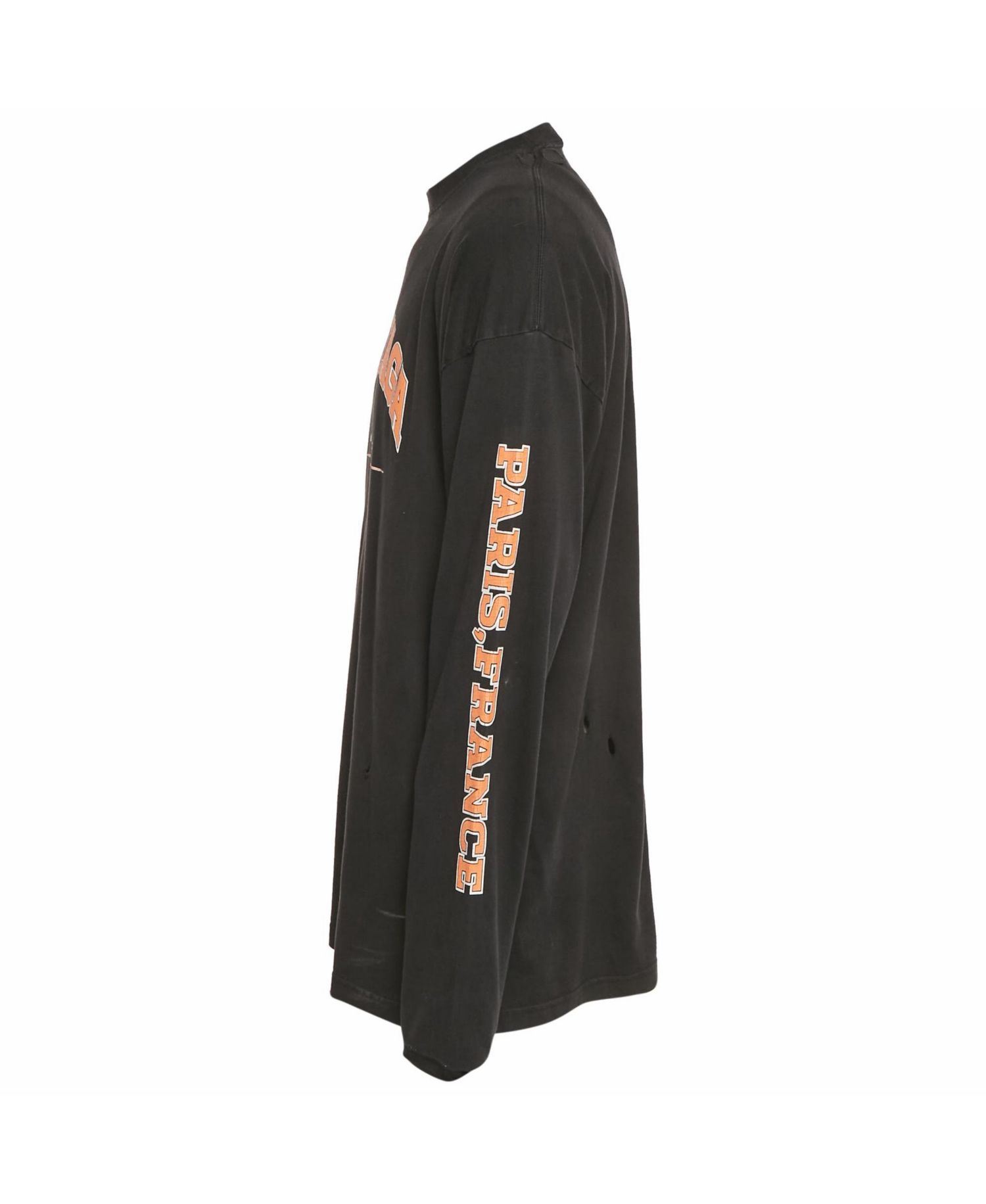 Men's Logo Print Distressed Cotton Oversized T-Shirt
