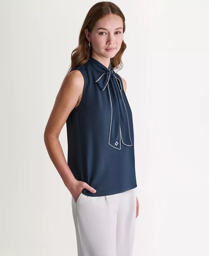 Women's Sleeveless Tie-Neck Top - thumbnail 3