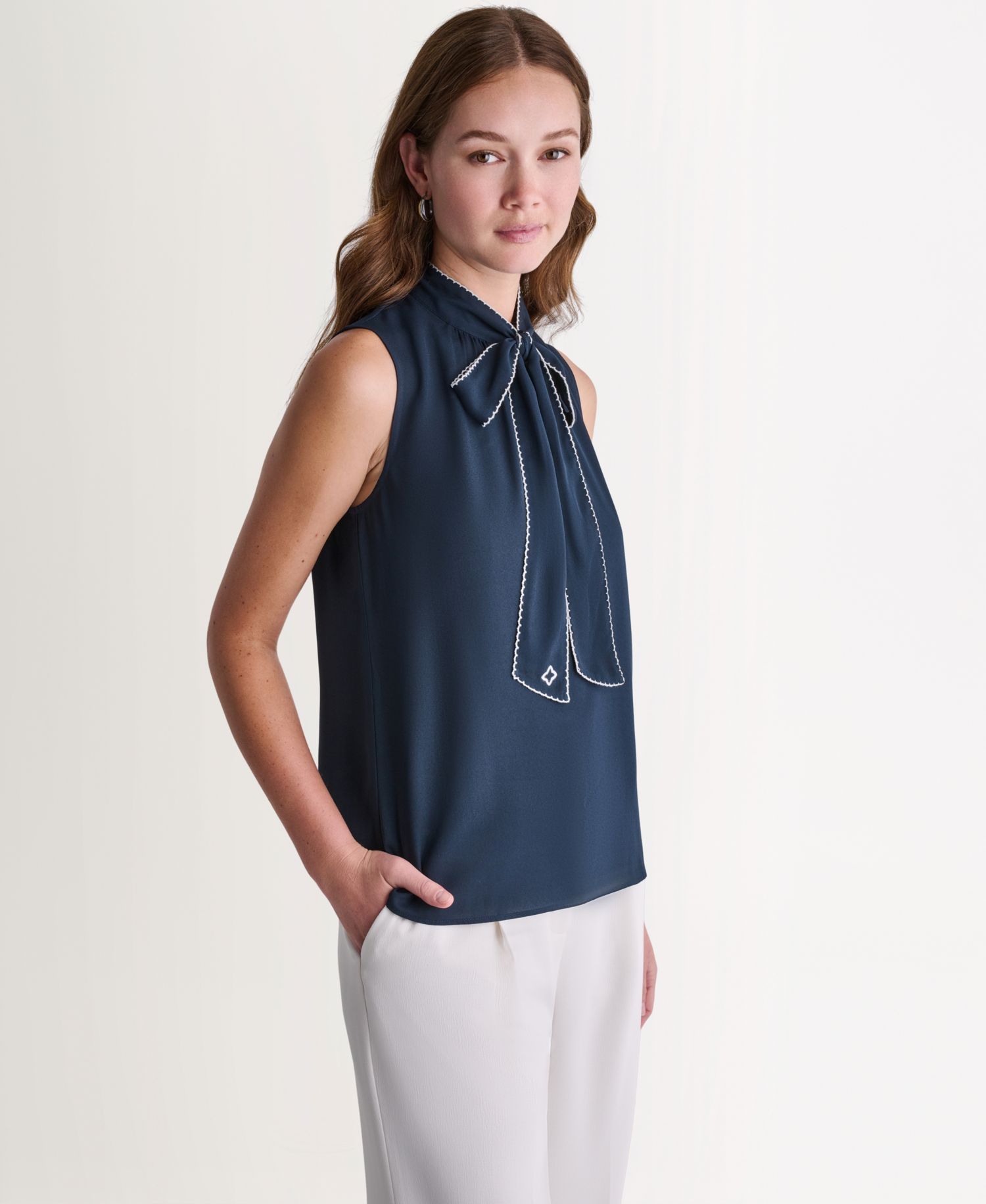 Women's Sleeveless Tie-Neck Top