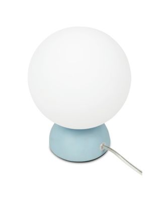 Table Lamp, Round Opal Glass Globe with Resin Base and Chrome Detail