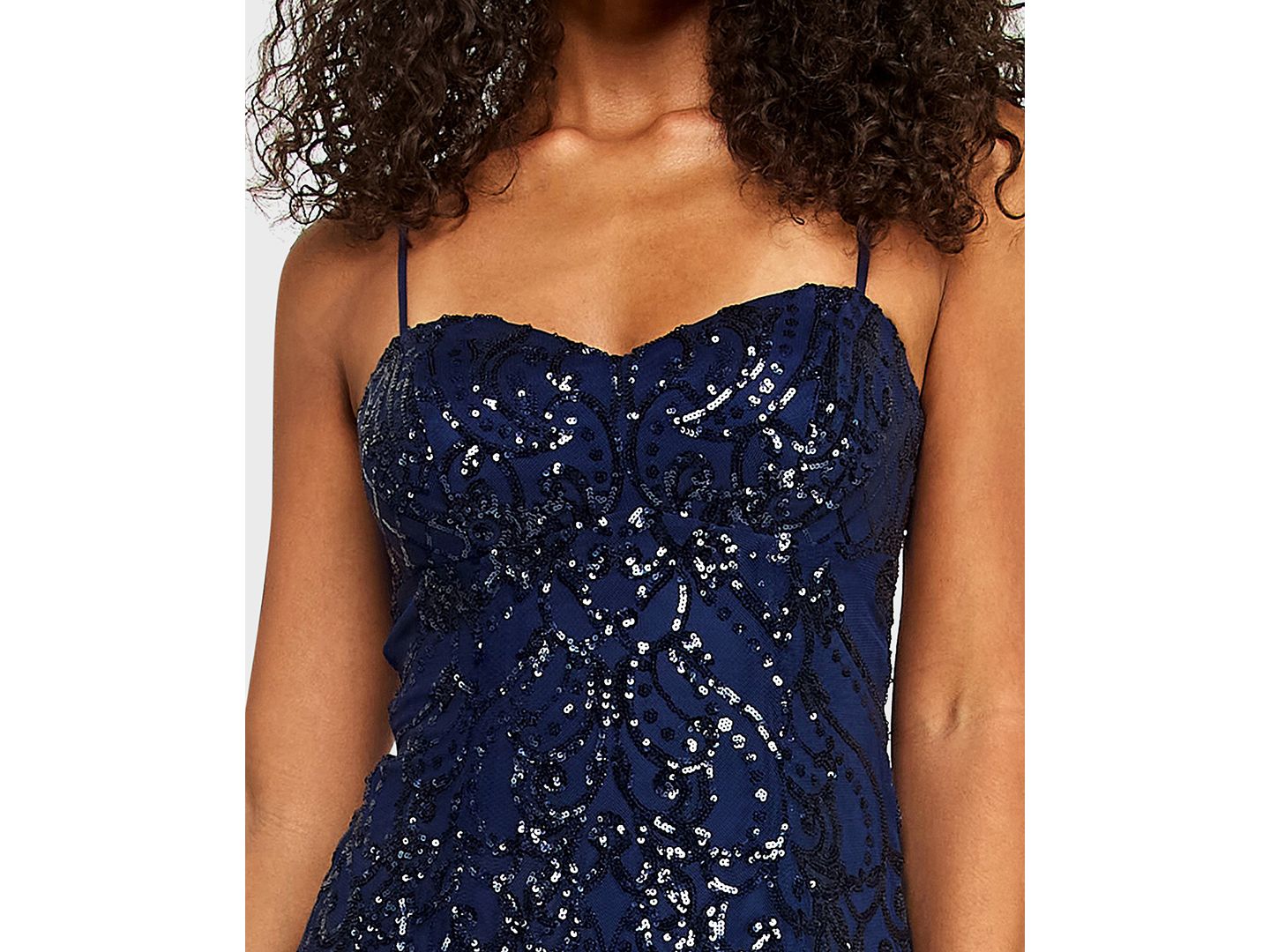 Женское платье B Darlin Juniors' Sweetheart Neck Chiffon Back Tie Pattern Sequin, цвет: Тёмно-синий — фото 6