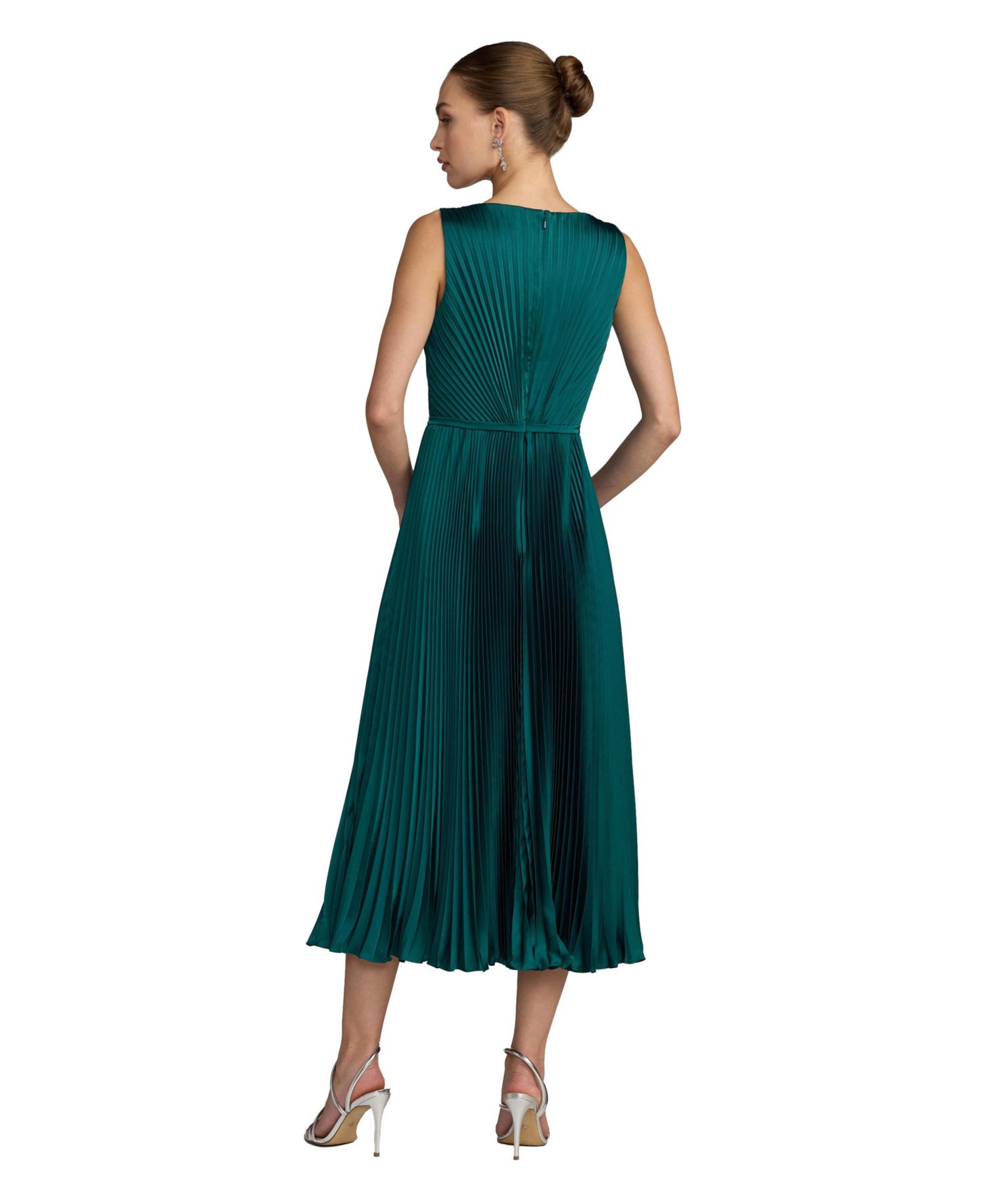 Petite Sleeveless High Neck Pleated Midi Dress