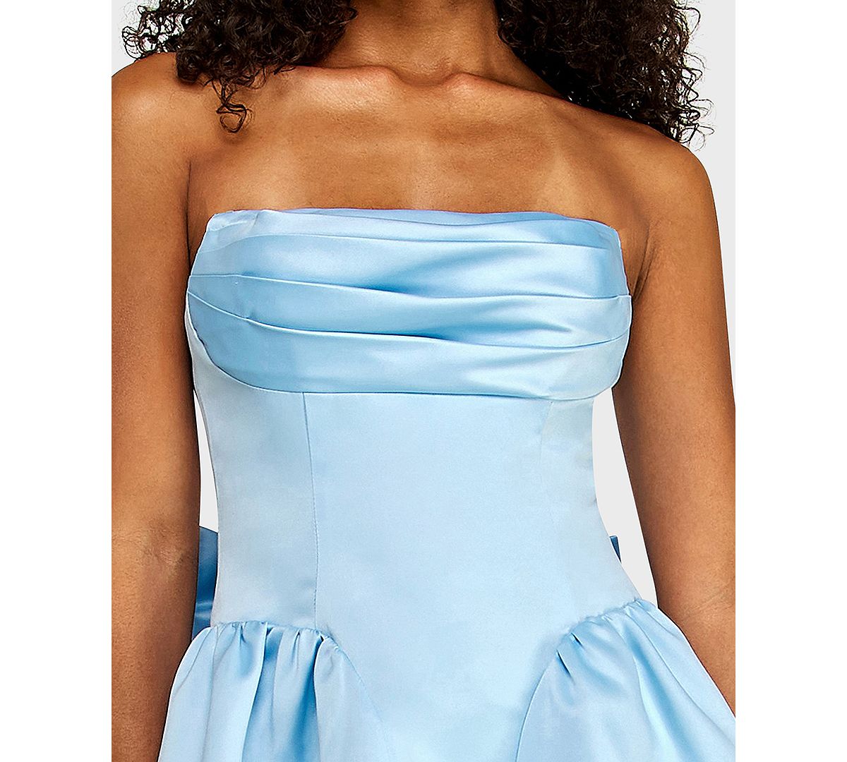 Alex & Sophia Juniors' Back Bow Detail Strapless Satin Dress view 4 — MAYCSS fashion products