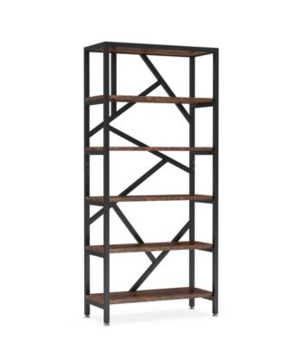 Industrial Style Bookcase with 6 Open Shelves for Home Organization