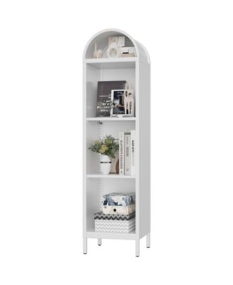 63" H Arch Display Bookcase, Metal Pantry Storage Shelf with 2 Adjustable Shelves for Kitchen Office