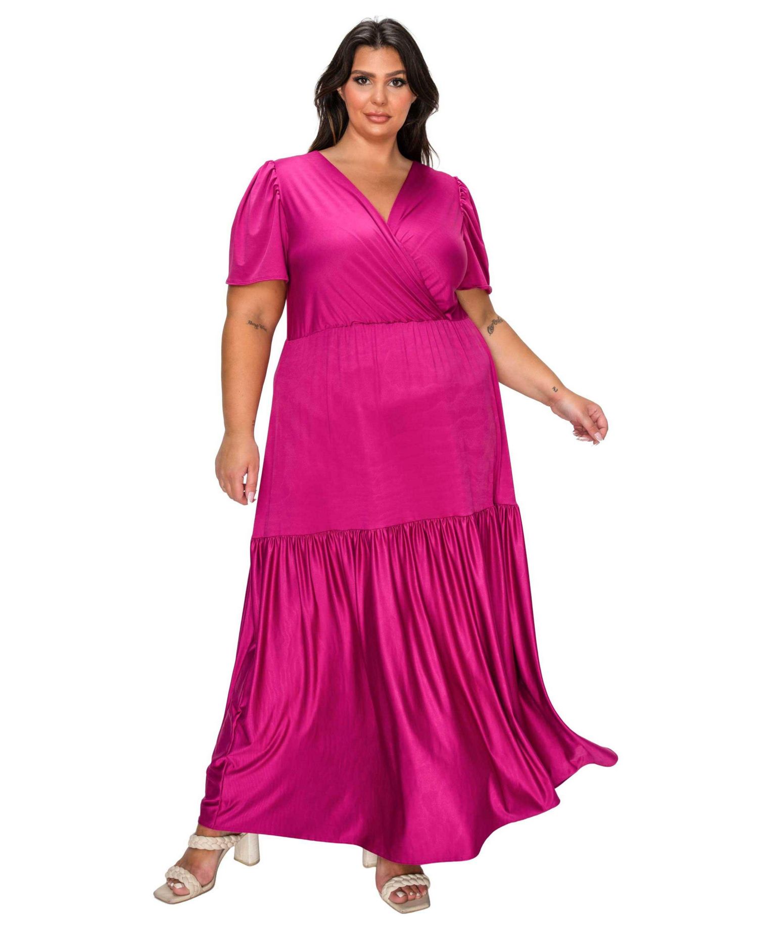 Women's Plus Size Violetta Tiered Surplice Dress