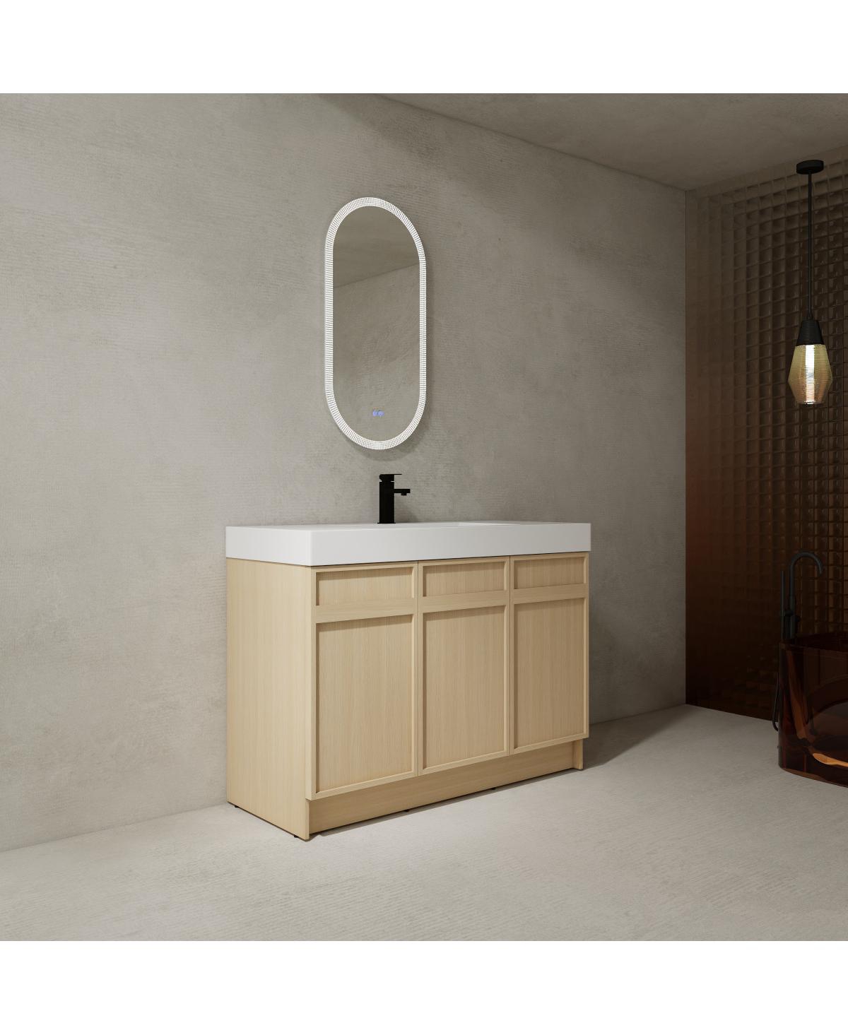 Sillysis Inch Freestanding Bathroom Vanity with Resin Sink, Soft Close Doors, Adjustable Shelf