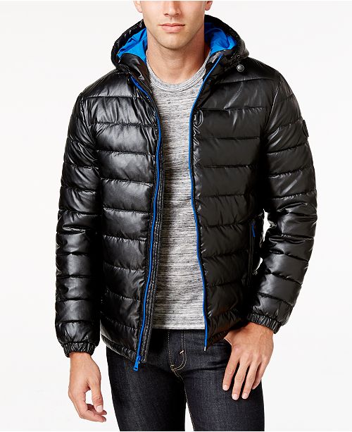 Cole Haan Men's Faux-Leather Puffer Coat - Coats & Jackets - Men - Macy's