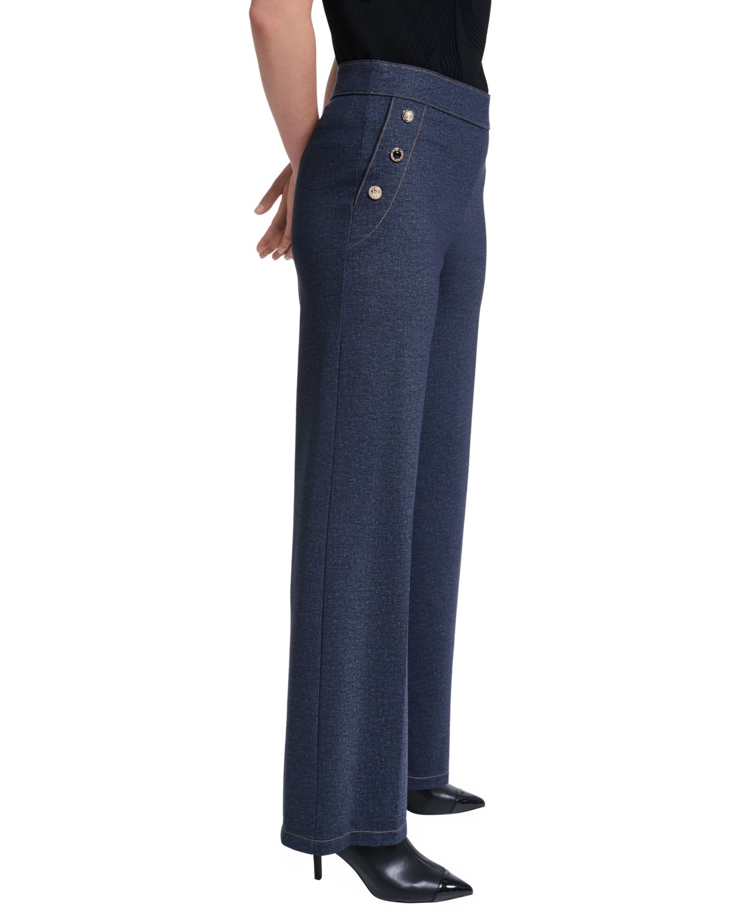 Petite Silky Pont Mid-Rise Sailor Pants