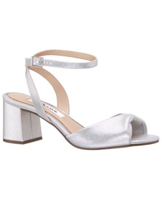 Women's Nigella True Silver Metallic Suedette Block Heel Sandals