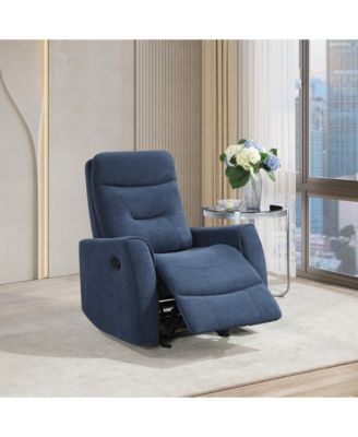 Durable Microsuede Velvet Manual Recliner with Rocker Function, Double Stitched Seam Accent Chair with Side Handle Release