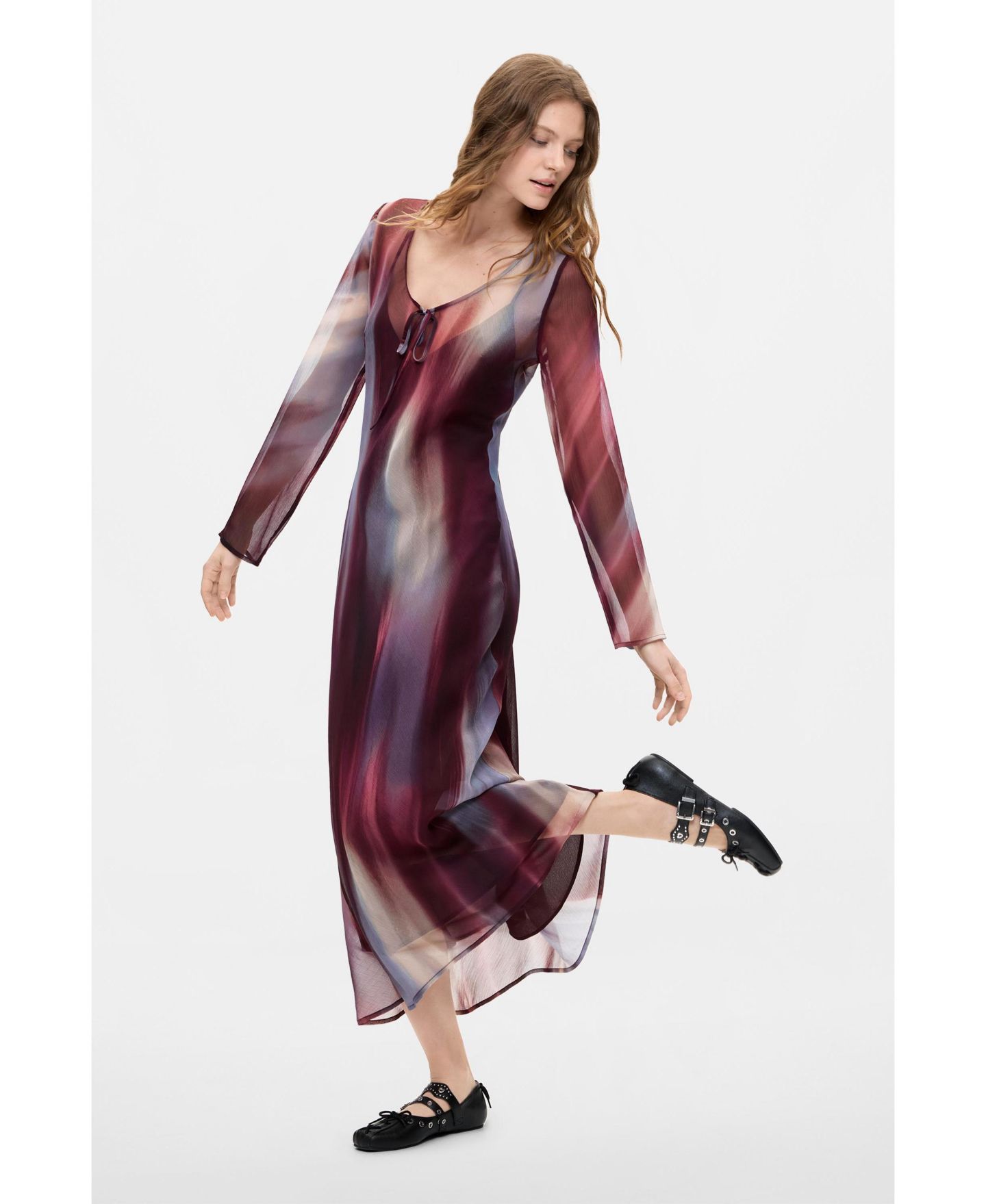 Женское платье Desigual Long-Sleeve Midi, цвет: Розовый — фото 4