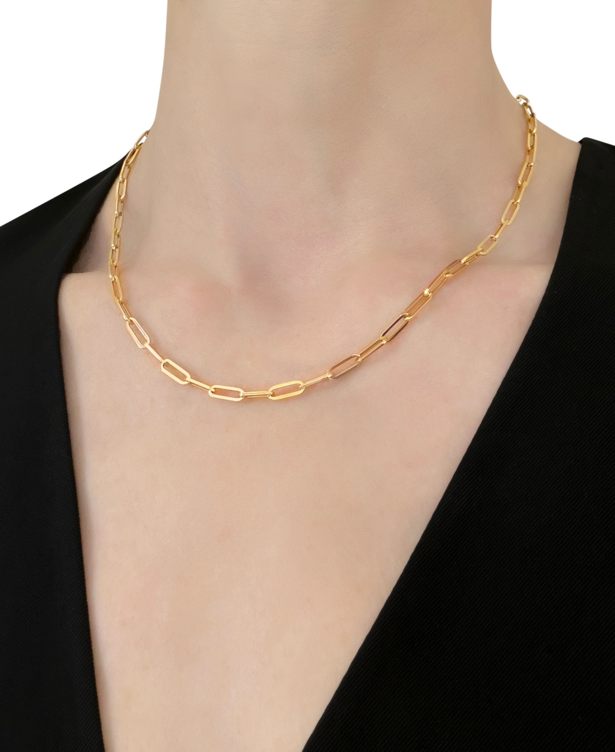 Italian Gold Paperclip Link 18" Chain Necklace in 14k Gold
