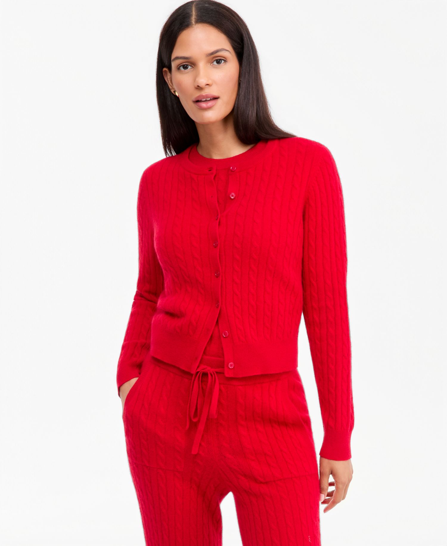 Women's 100% Cashmere Baby Cable-Knit Crewneck Cardigan
