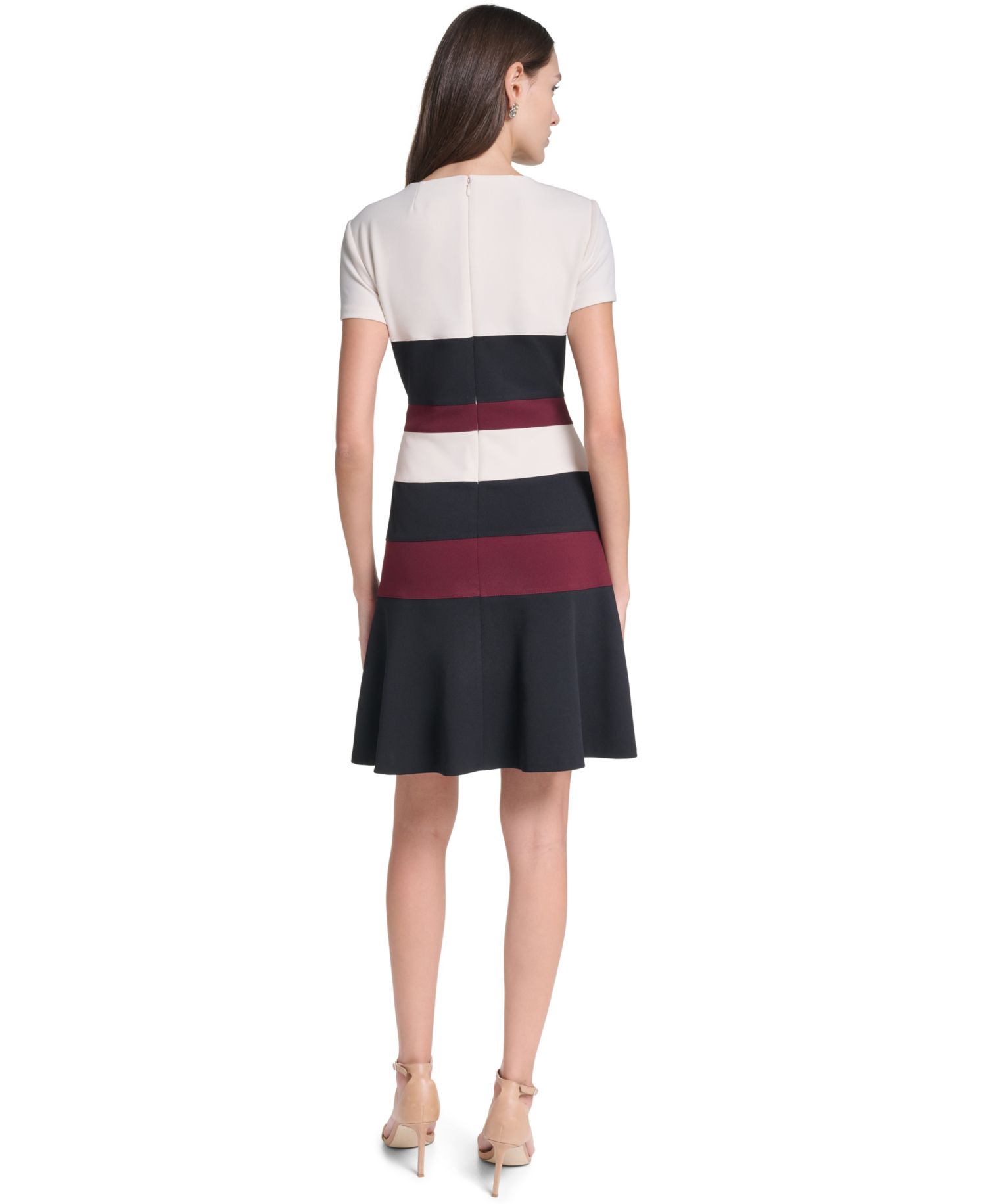 Women's Short-Sleeve Colorblock Sheath Dress