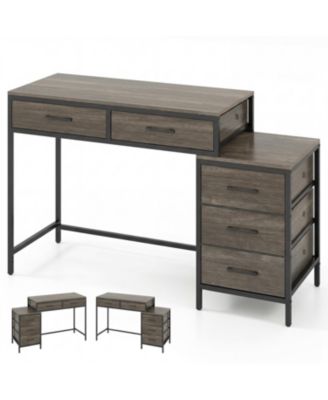 Computer Desk with 5 Drawers and Printer Stand