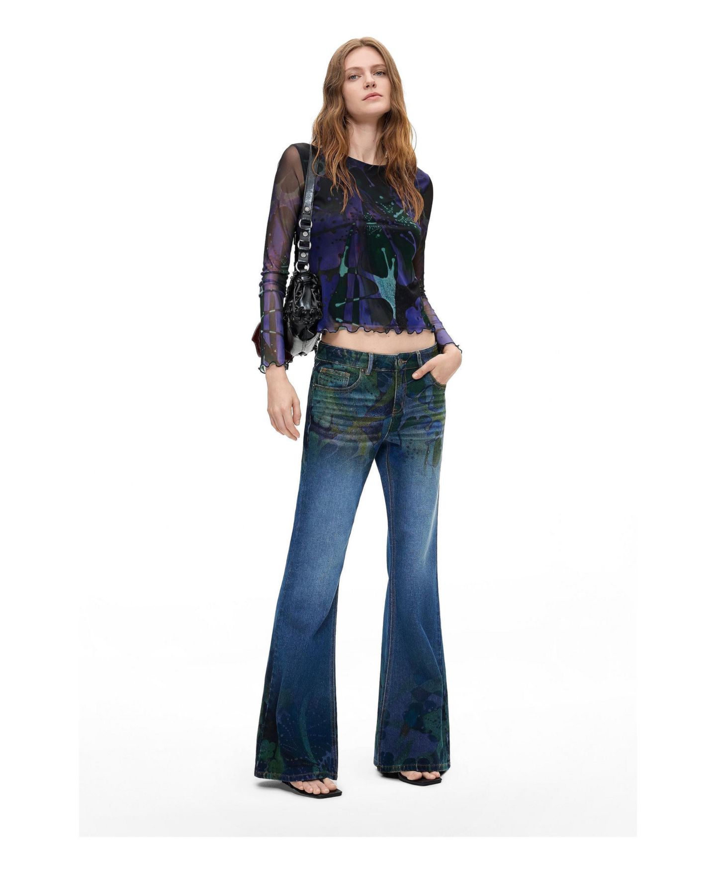 Женская футболка Desigual Printed tulle T-shirt M. C. Lacroix, цвет: Тёмный синий — фото 2