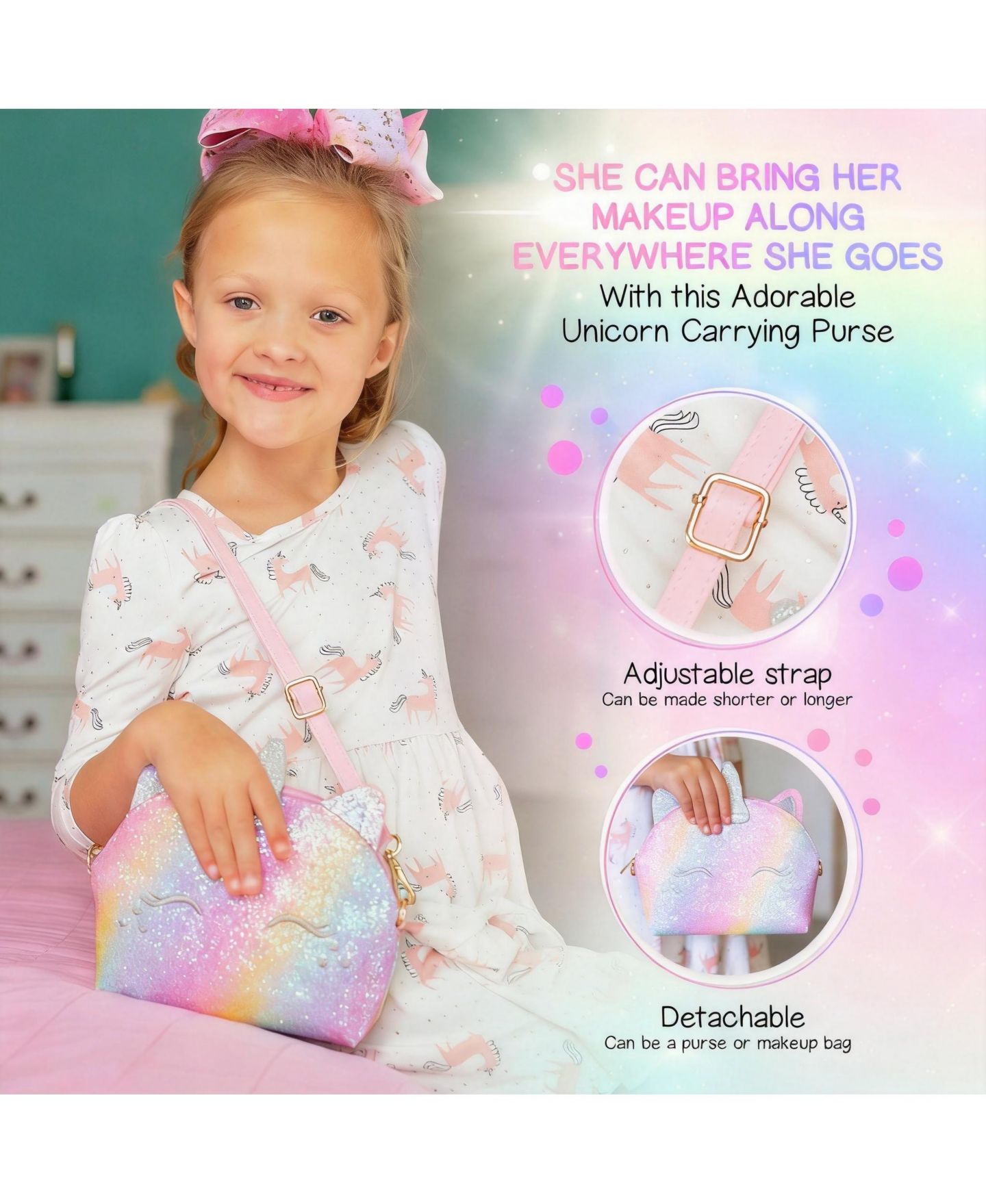 Детские игрушки GNUADZ Unicorn Washable 18-Piece Makeup Kit, Ages 5+, цвет: Разноцветный — фото 4