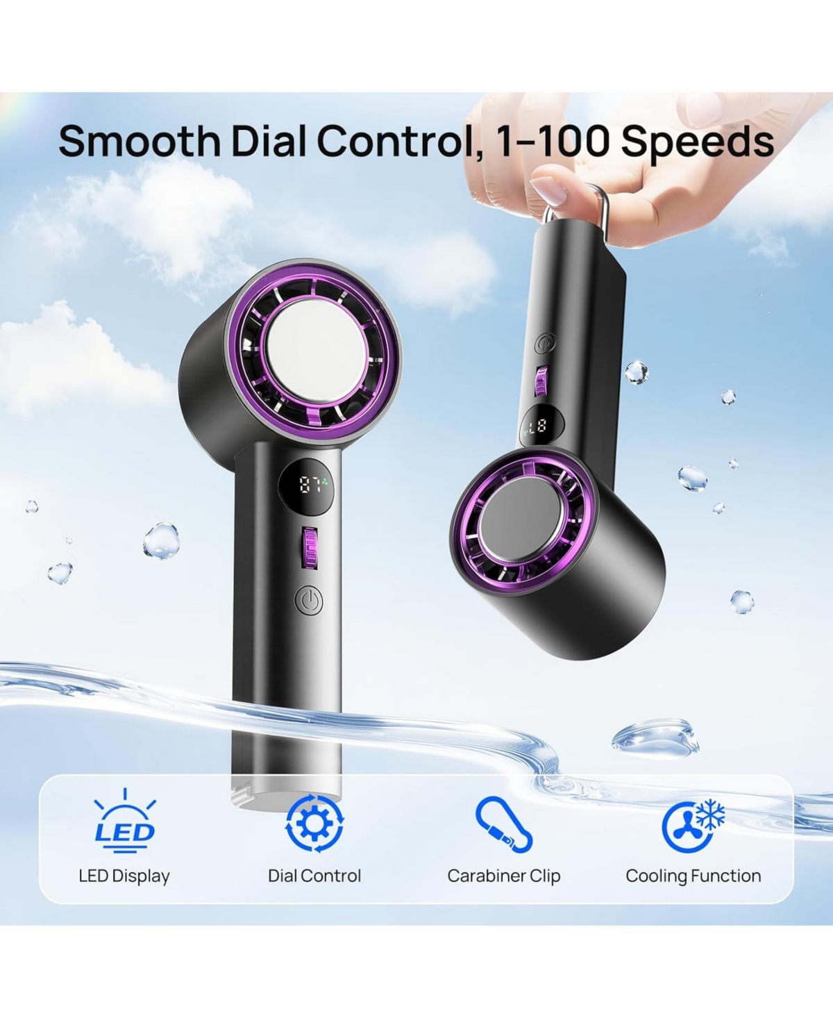 Cowsar Personal Cooling Fan, 100-Speed Control, Led Display