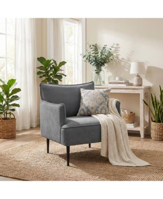 Mid-Century Modern Accent Chair with Corduroy Fabric and Sturdy Wood Frame - Comfortable Ergonomic Seating for Living Room, Bedroom and Office