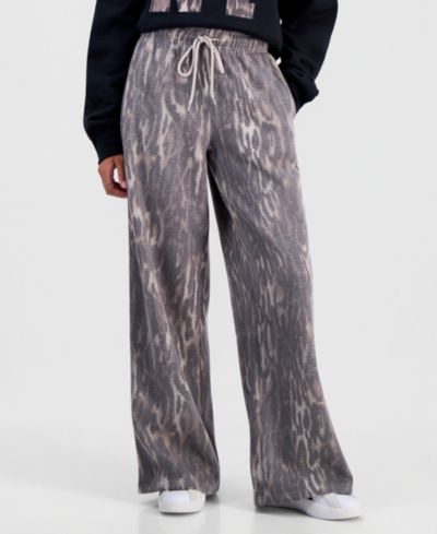 Madden Girl Almost Famous Juniors' Leopard-Print Wide-Leg Sweatpants