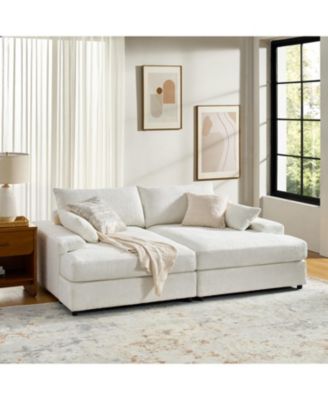 Tychon 87inch Upholstered Square Arm Deep Seating Sleeper Sofa