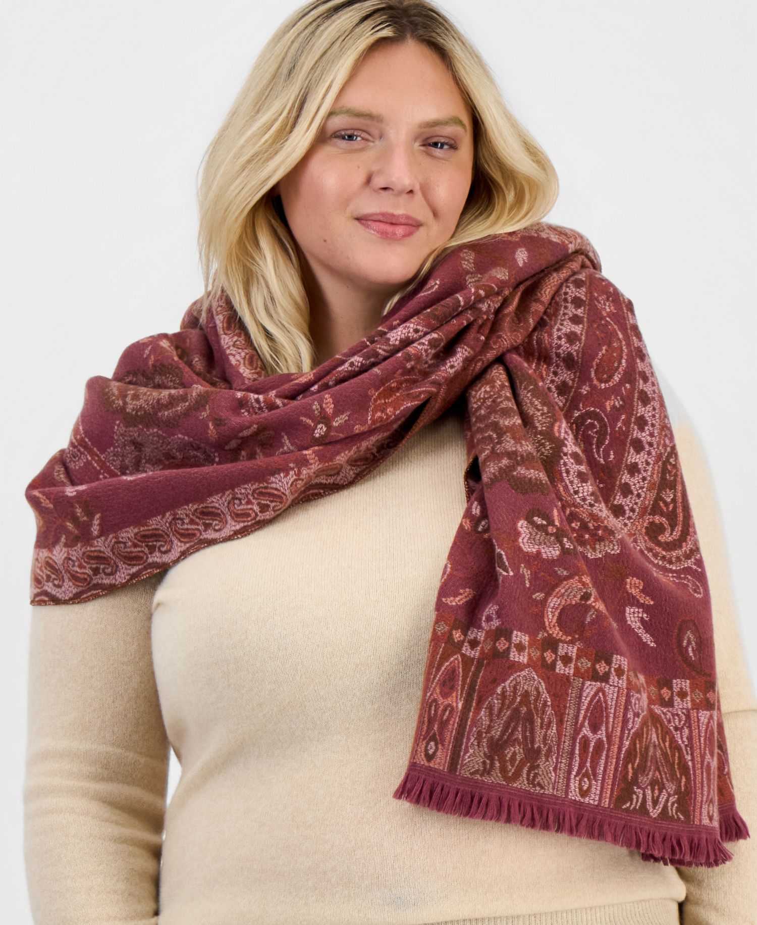 Women's Paisley Floral Jacquard Wrap Scarf
