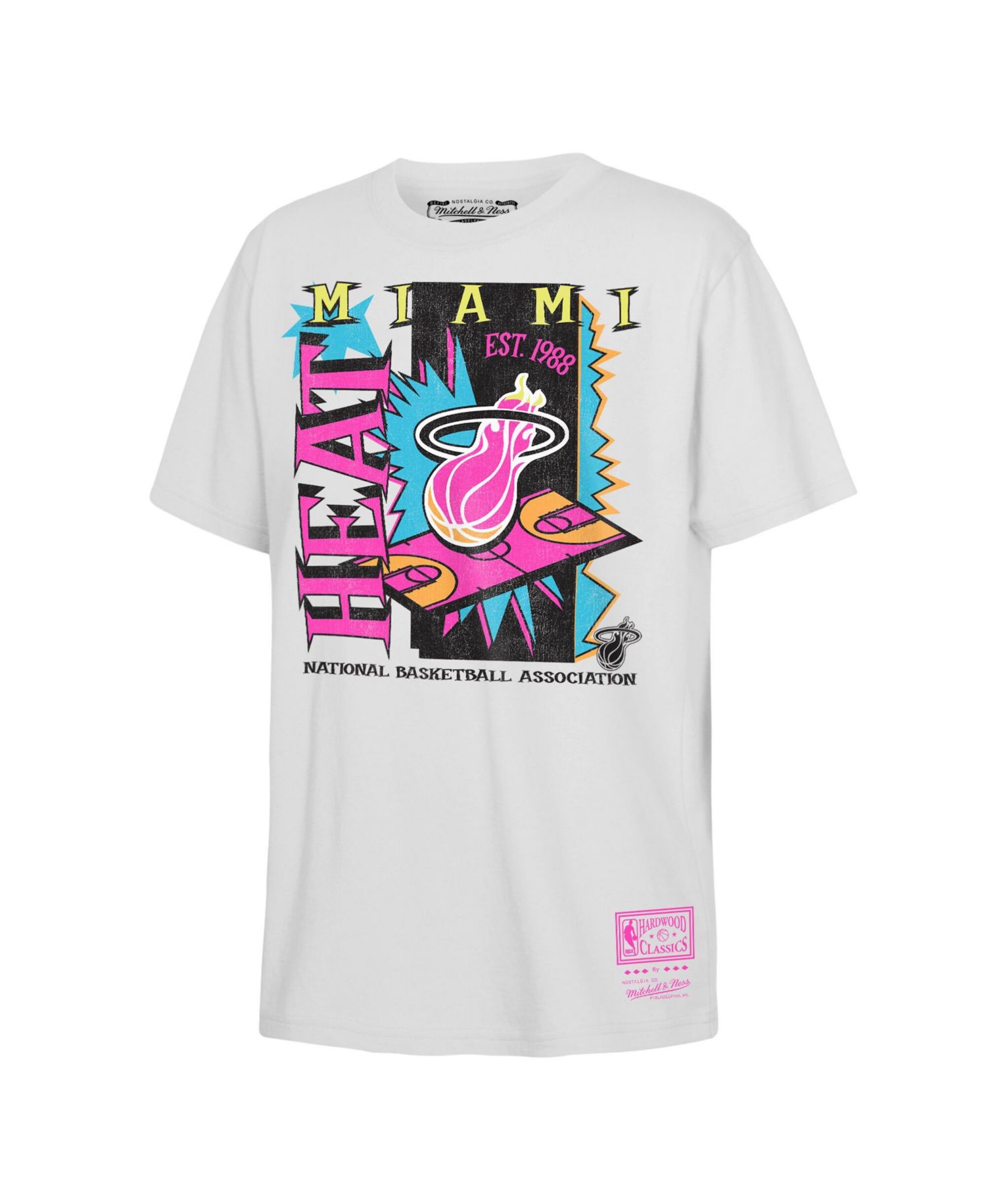 Big Boys and Girls White Miami Heat Neon Court Shock T-Shirt