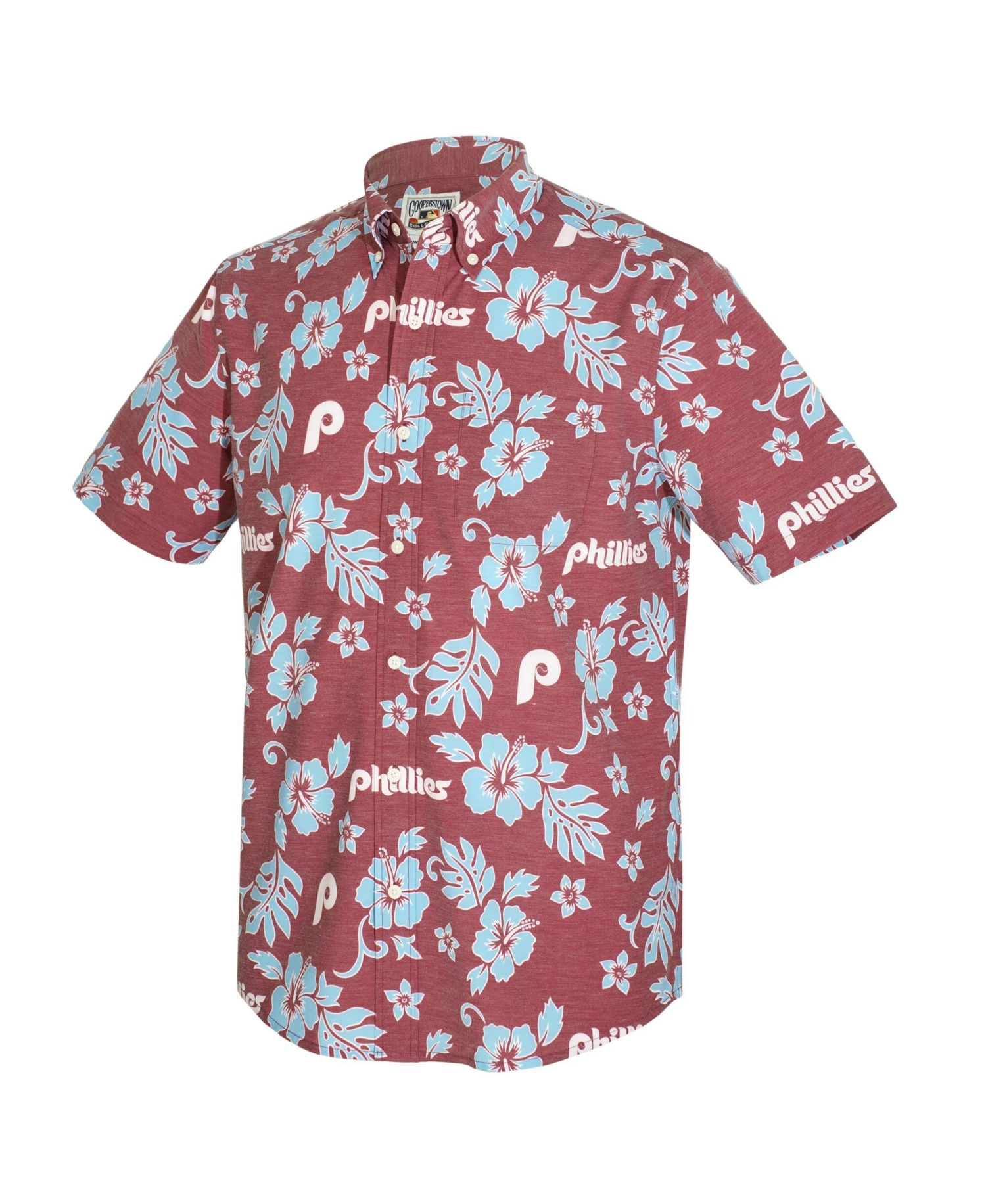 Men's Maroon Philadelphia Phillies Cooperstown Kekai Performance Button-Down Tri-Blend Shirt