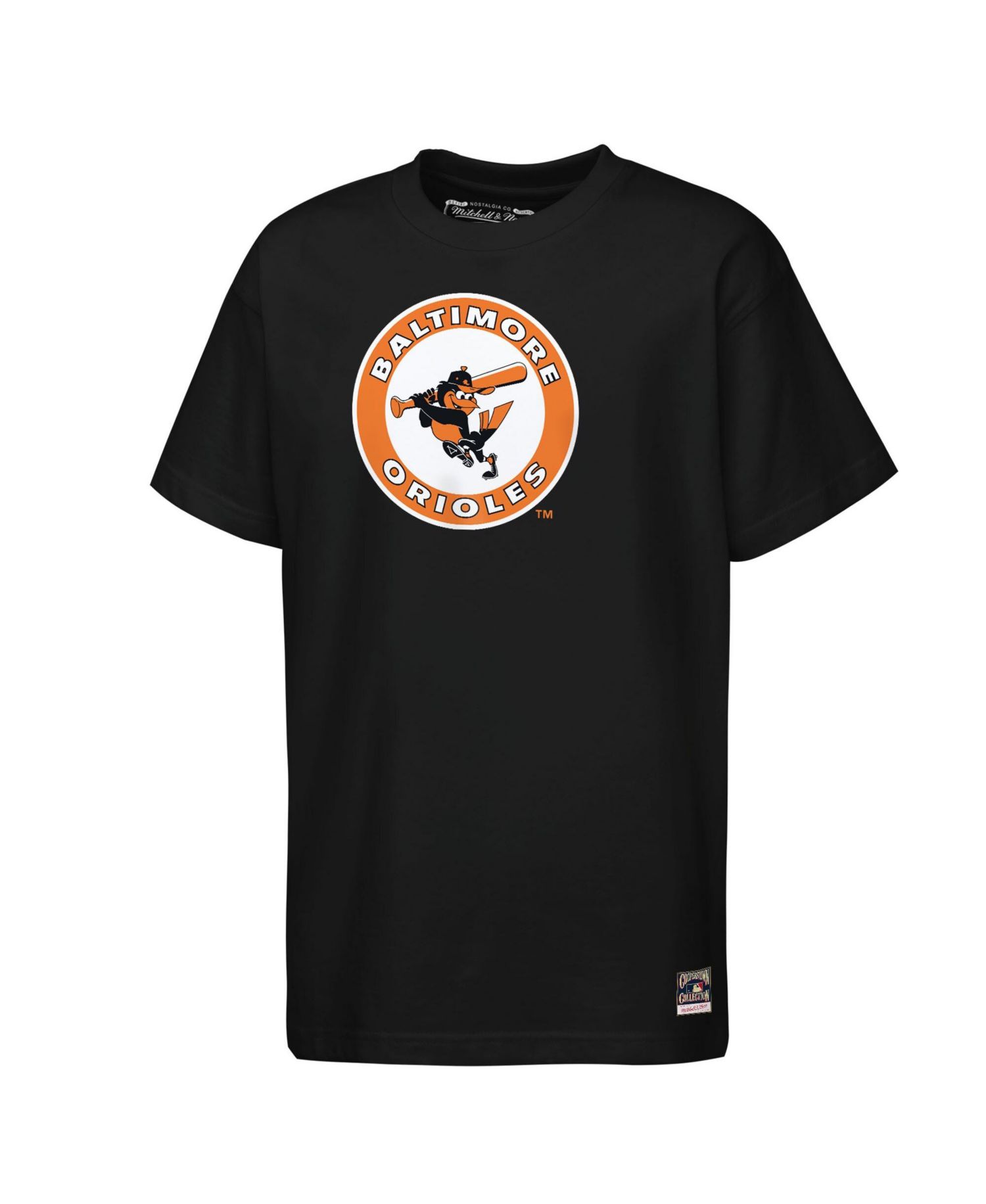 Big Boys and Girls Black Baltimore Orioles Cooperstown Concession T-Shirt