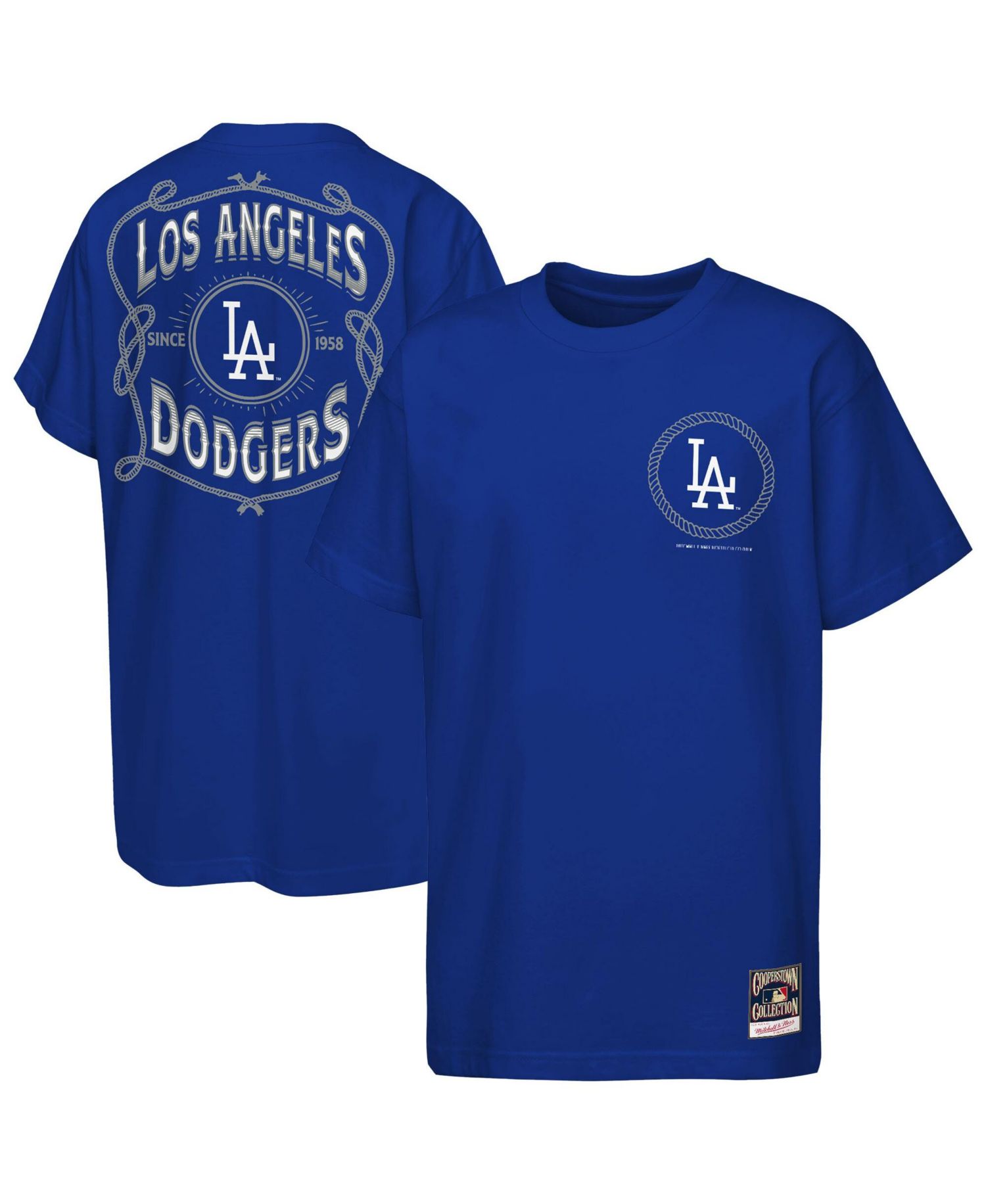 Big Boys and Girls Royal Los Angeles Dodgers Cooperstown Rodeo Rope T-Shirt