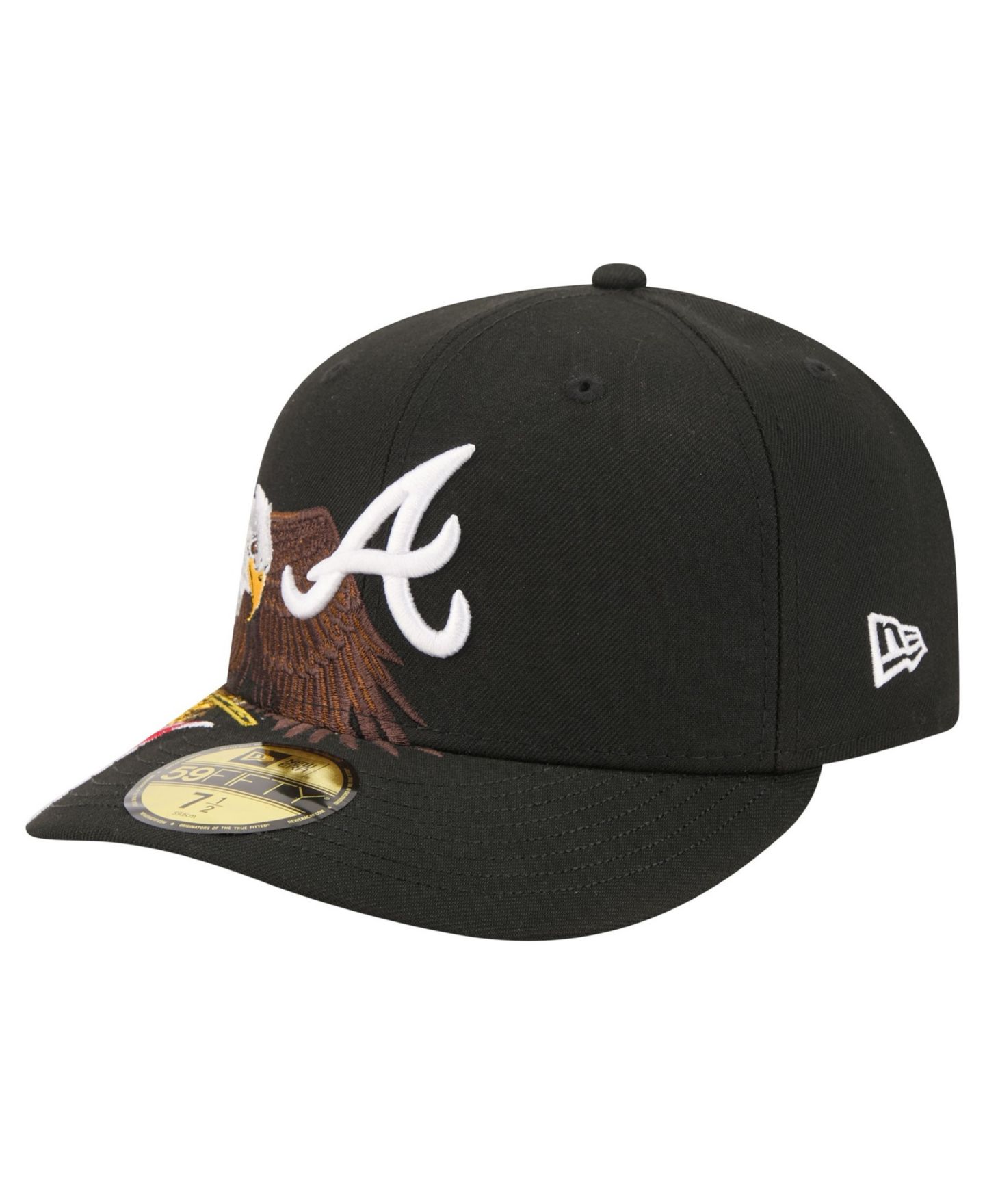 Мужская кепка New Era Black Atlanta Braves Americana Bald Eagle Pre-Curved 59FIFTY Fitted Hat — фото 3