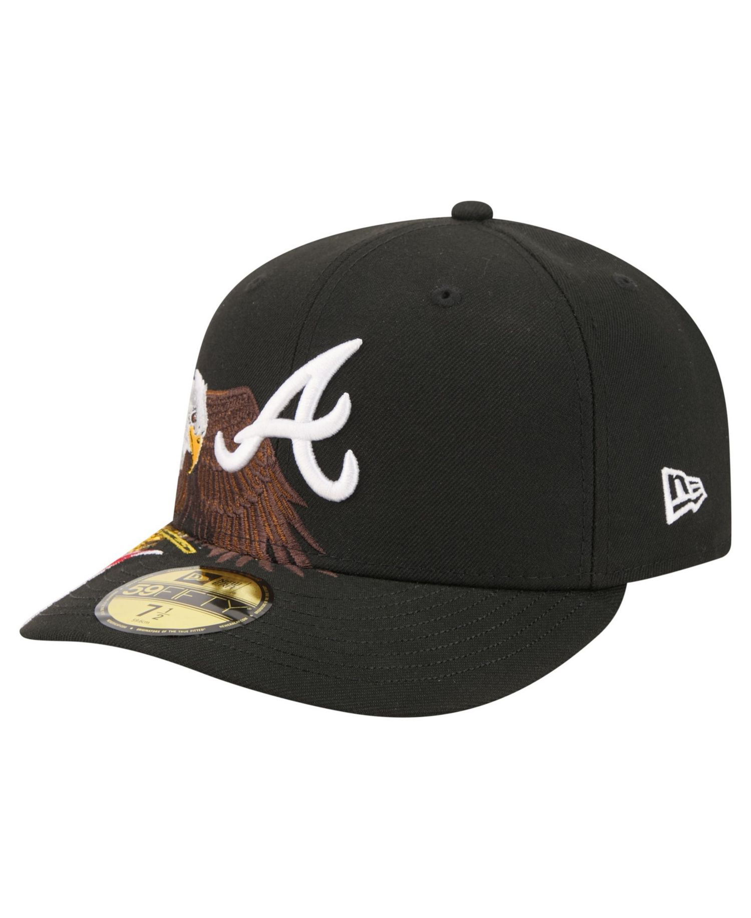 Men's Black Atlanta Braves Americana Bald Eagle Pre-Curved 59FIFTY Fitted Hat