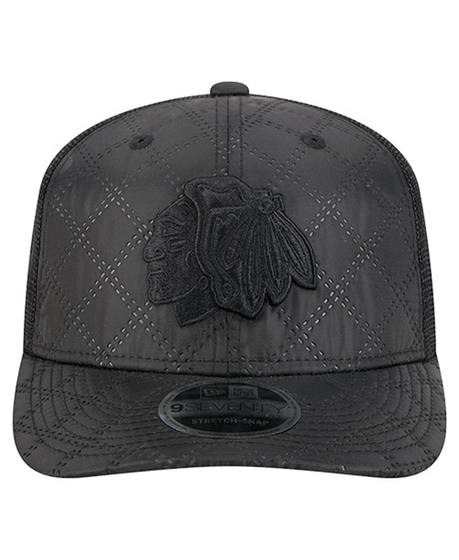 Men's Black Chicago Blackhawks Quilted 9SEVENTY Adjustable Trucker Hat