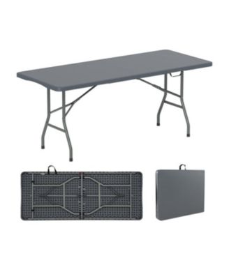 6 ft Portable Folding Table 350 LBS Fold-in-Half Table with HDPE Tabletop
