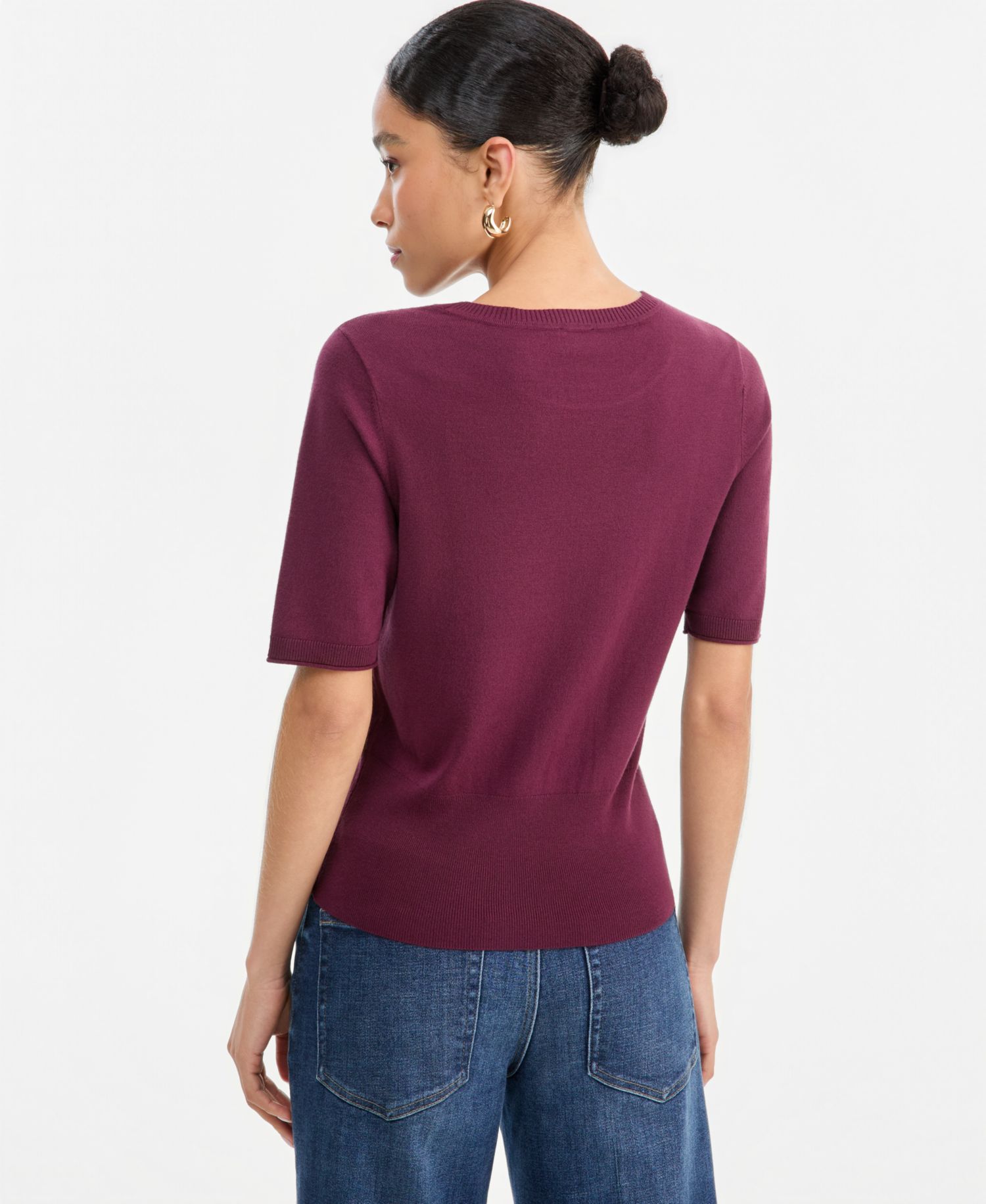 Women's Elbow-Sleeve Crewneck Sweater
