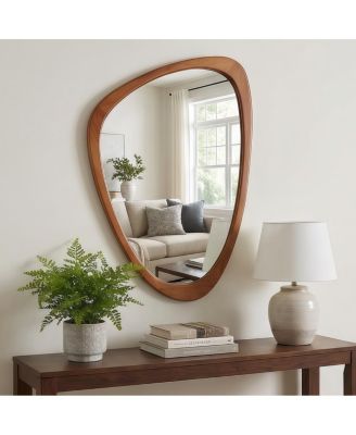 20" x 30" Irregular Wall Mirror, Wood Frame Bathroom Vanity Mirror for Entryway, Bedroom and Living Room