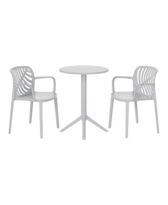 3-Piece Outdoor Resin Patio Bistro Table Set with Stackable Patio Dining Side Chairs For 2