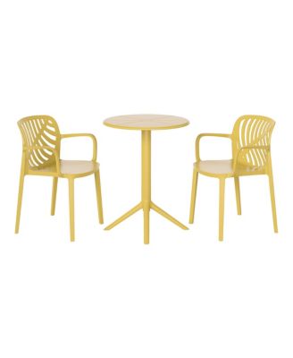 3-Piece Outdoor Resin Patio Bistro Table Set with Stackable Patio Dining Side Chairs For 2